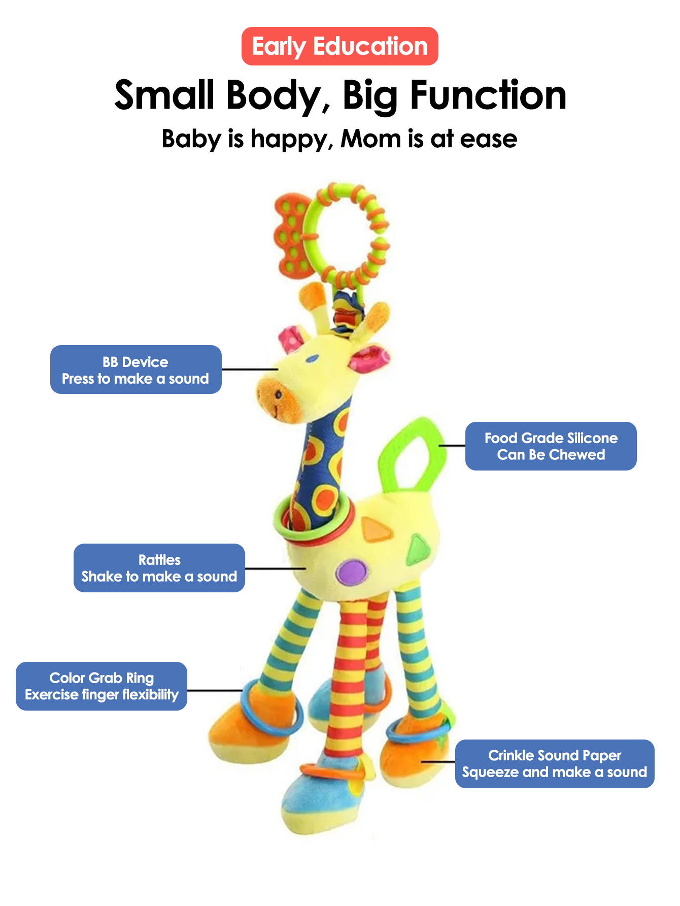 1pcs Soft Giraffe Animal Handb - Furniture Hardware For Bed recension och pris