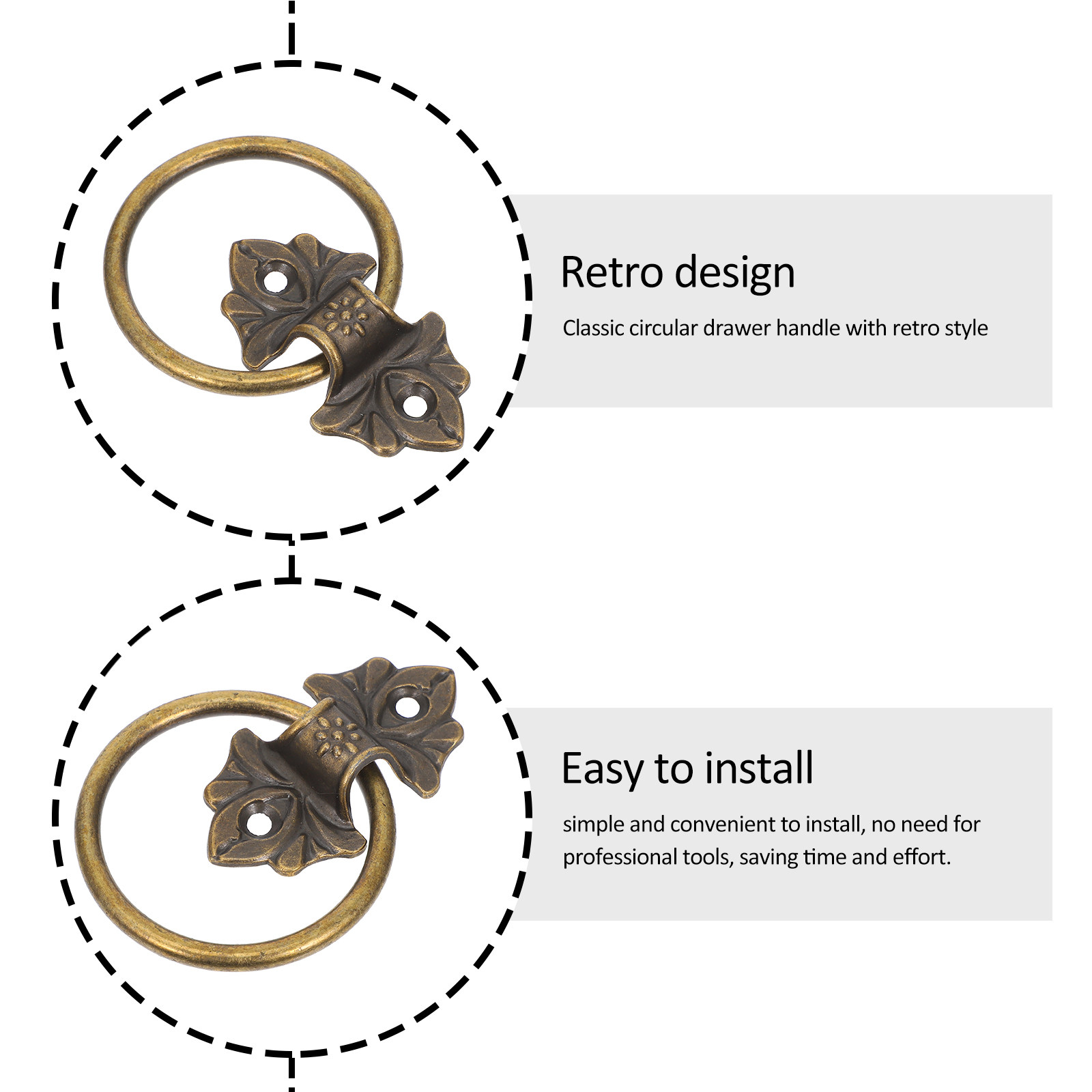 2Pcs Vintage Circle Ring Drawe - Vintage Furniture Hardware Replacement recension och pris